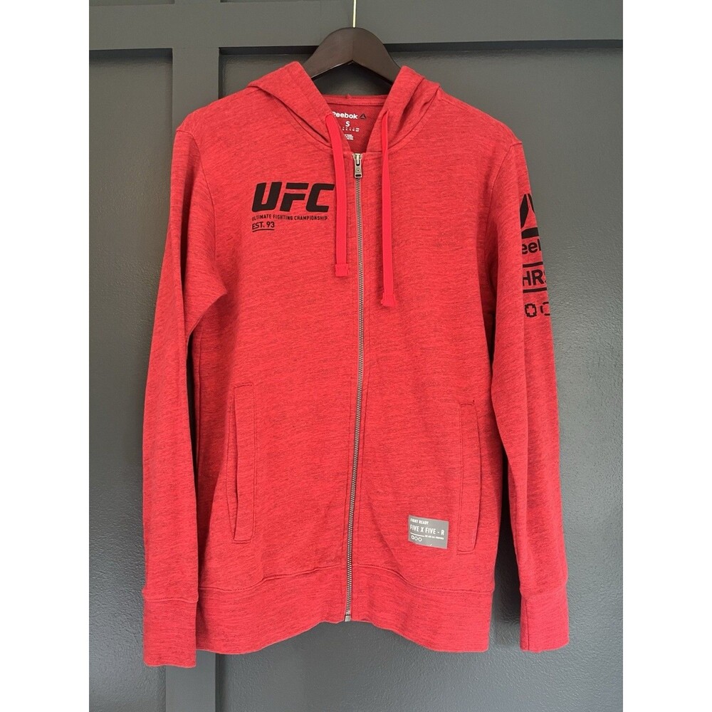 UFC Mens Small S Hoodie Red Full Zip MMA Sweatshirt